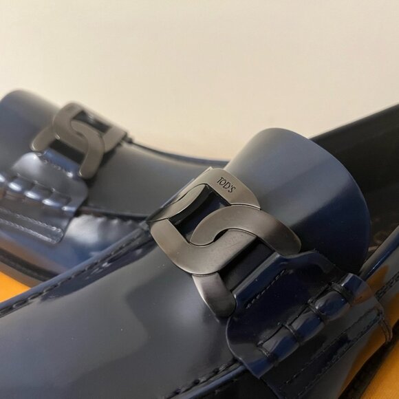 NIB Tods ‘Kate’ Chain Baltic Blue Patina Moccasin Loafers 8EU/9US $895.00 *2024* main image 7